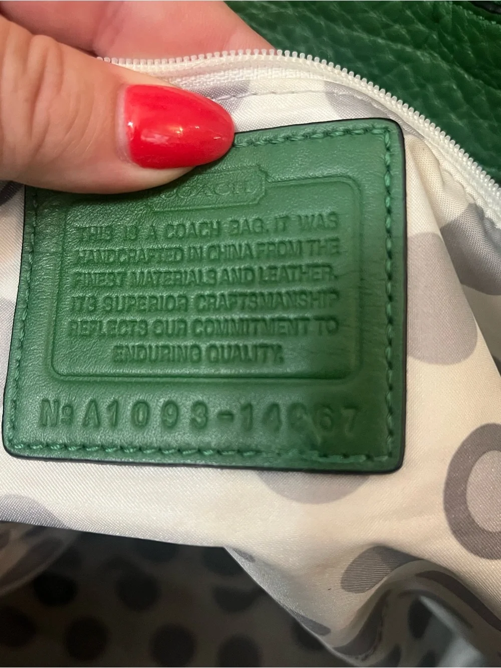 Green Leather op art Tote Bag by Coach.